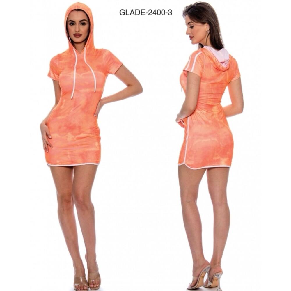 True Rock Hooded Mini Dress - Orange